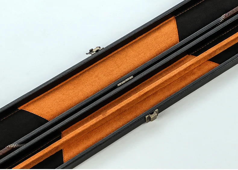 Promotion cheap price leather wooden Snooker Cue case, 3/4-pc Billiard Cue box holds 1 shaft and 1 butt