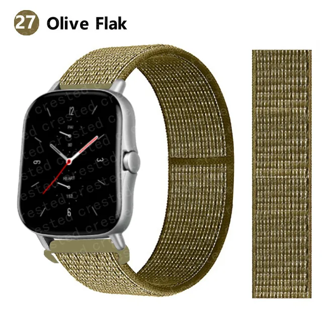20/22mm Nylon band For Amazfit GTS/2/2e/GTS2 Mini/GTR 3 Pro 42mm/47mm/GTR2/2e/stratos 2/3 Sport Loop Bracelet Amazfit bip strap olive flak 36