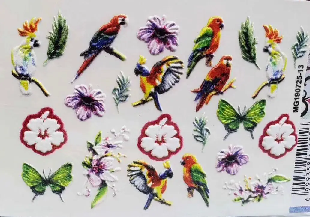 

1pc 3D Acrylic Carved Bird and Flower Water Decal Experience Nail Water Slide Decal