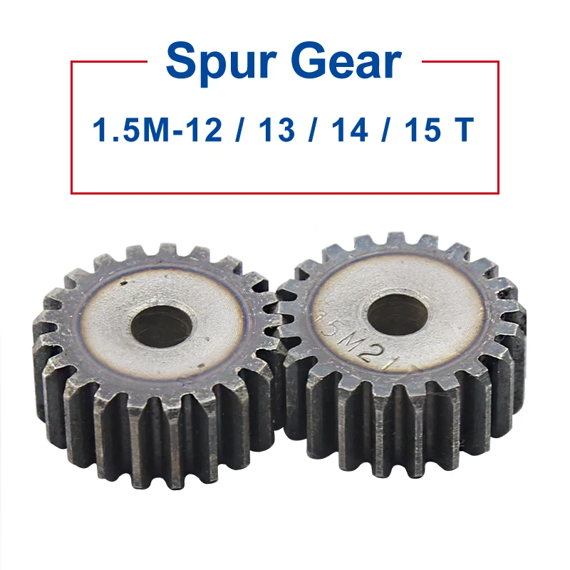 Motor Gear Transmission Gear Electric Bike Gear Electric Chain Saw Gear Spin Replacement Mop Parts 1 Piece 1.5M Spur Gear 12/13/14/15 Teeth 6/8 mm Process Hole Gear Wheel Low Carbon Steel Material Flat Total Height 15 mm