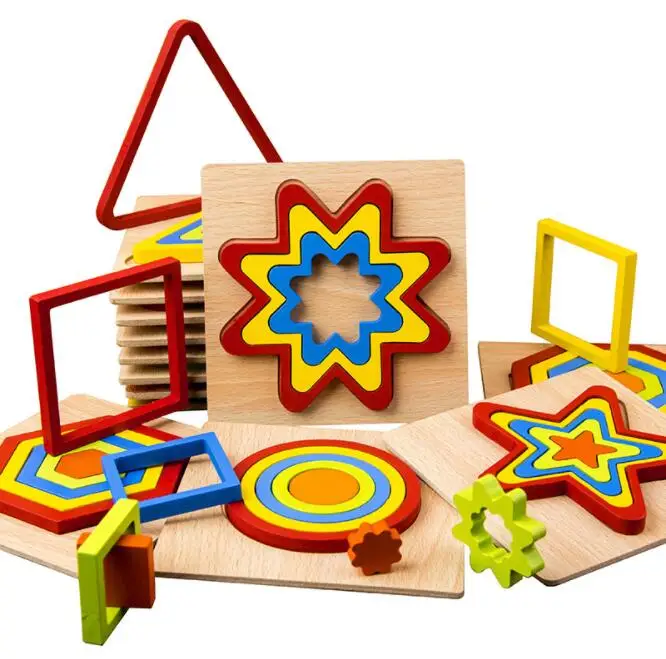 Деревянные Монтессори форма игры познавательная доска Геометрическая головоломка дети обучающая игрушка ребенок познание обучение