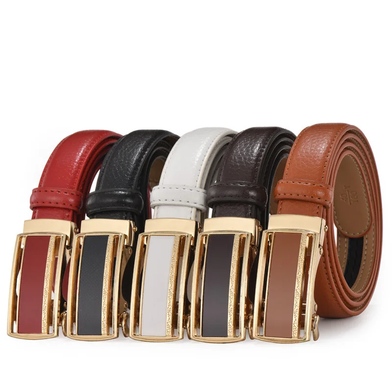 2019 Automatic Buckle Women Belts Leisure Jeans Narrow Belt Luxury Brand Genuine Strap Women Designer Female Belt w/2.4cm