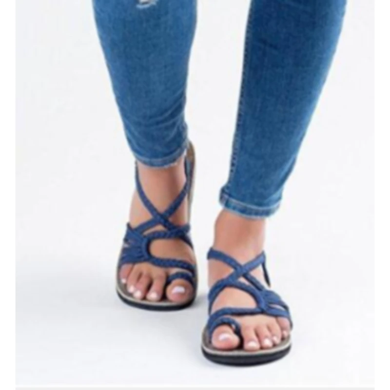Happeks Fashion Women Summer Non-Slip Breathable Beach Boho Style Sandals Flats Brown