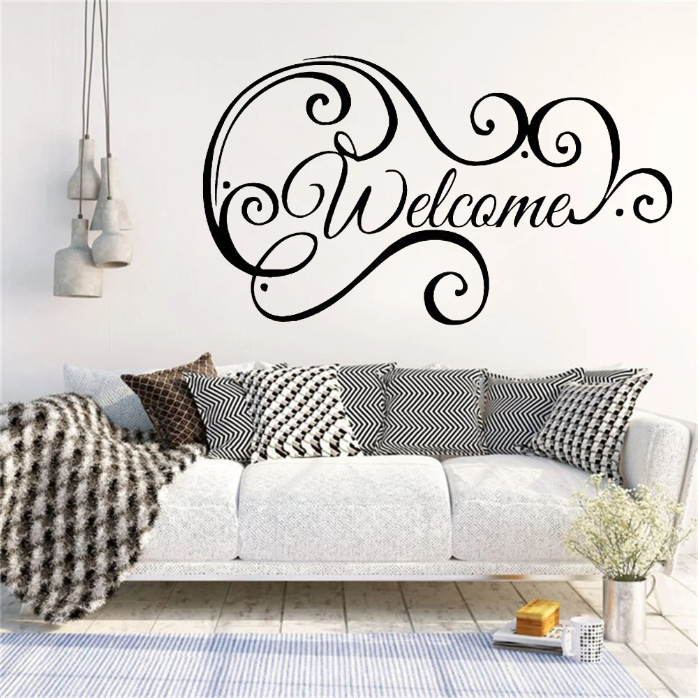 

Welcome Wall Decals Logo Home Sign Vinyl Sticker Decal Wall Sticker For Living Room Home Decoration Shop Restaurant Decor
