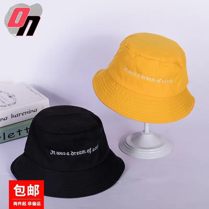 

Summer New Style Korean-style Embroidered Letters College Style Bucket Hat Fashion Outdoor Creative-Bucket Hat Women's