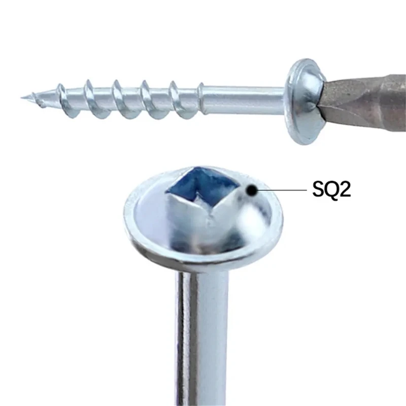 포켓 홀 나사, 굵은 나사, 목공 셀프 태핑 나사, 비스듬한 홀 나사, 사각 드라이버, SQ2, 25-63mm, 100 개