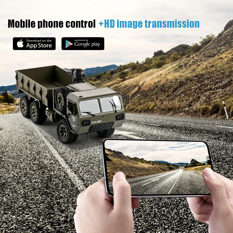 WIFI FPV Army Military Truck With HD Camera  2.4G 6WD Phone Remote Control Car 2KG Loading High SpeedOff-Road RTR Vehical Gifts 4