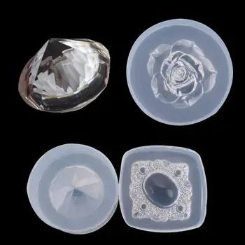 

Handmade Big Diamond Crystal Rose Flower Epoxy Resin Mold Gemstone Silicone Mold Jewelry Making Art Craft
