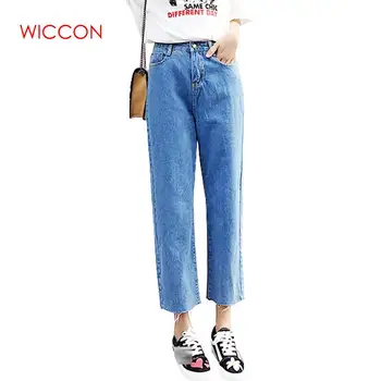 

Women Jeans S-XL 2019 Spring Autumn High Waist Denim Straight Jeans Womens Vintage Boyfriend Denim Pants Office Lady Loose Pants