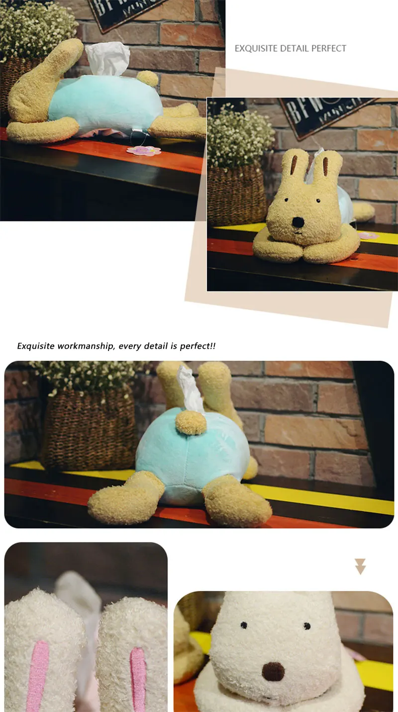 Игрушка салфетница Креативная игрушка держатель для салфеток Kawaii в форме кролика бумажный чехол для полотенец Бытовые животные из бумажек ящик для хранения дома Декор подарок для девочек