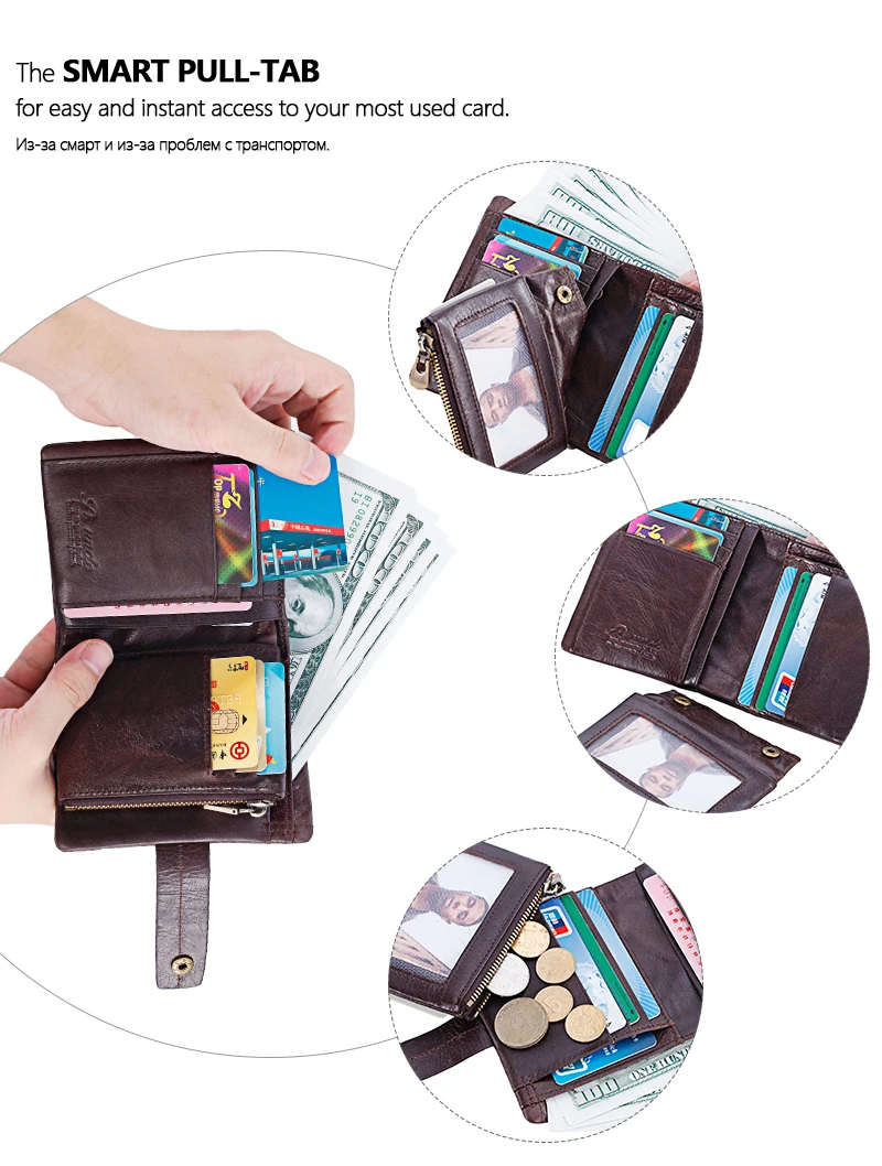 Мужской кошелек из натуральной воловьей кожи, RFID, кошелек для монет, маленький держатель для карт, мужской кошелек, карман для монет, кофейные сумки для денег, кошелек на молнии, винтажный