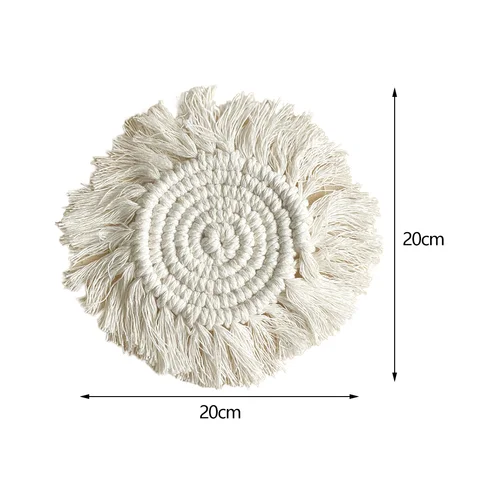 Creative Cotton Braid Coaster Handmade Macrame Cup Cushion Bohemia Style Non-slip Cup Mat Table Mats for Dining Table