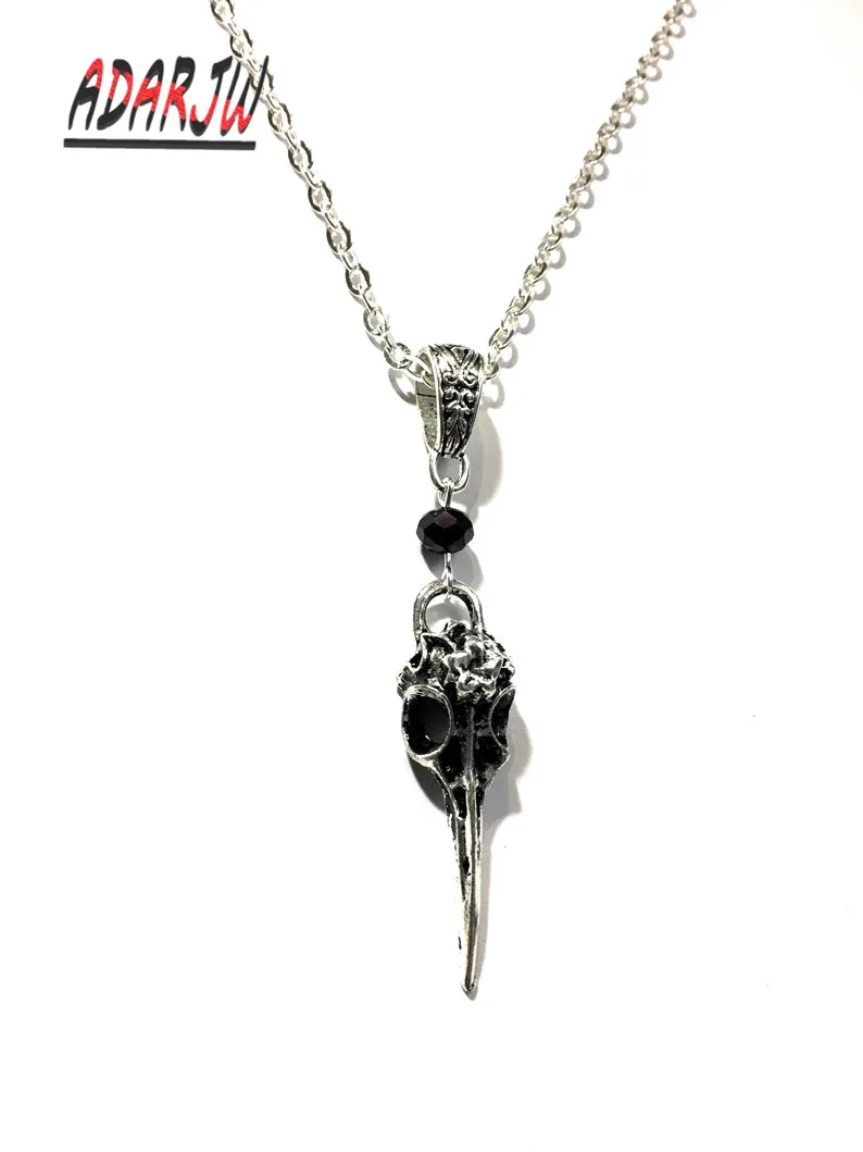 Ожерелье с вороньим черепом птица таксидермия Готический викторианский Готический винтажный ювелирный кулон серебро новые модные подарки длинное ожерелье