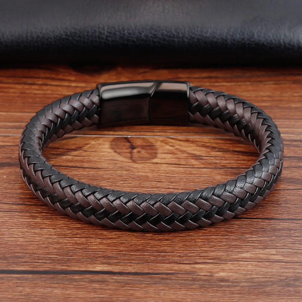 Classic Design Hand-woven Bracelet Personality Gift For Men Genuine Leather Bracelet&Bangle Special Birthday Party Jewelry
