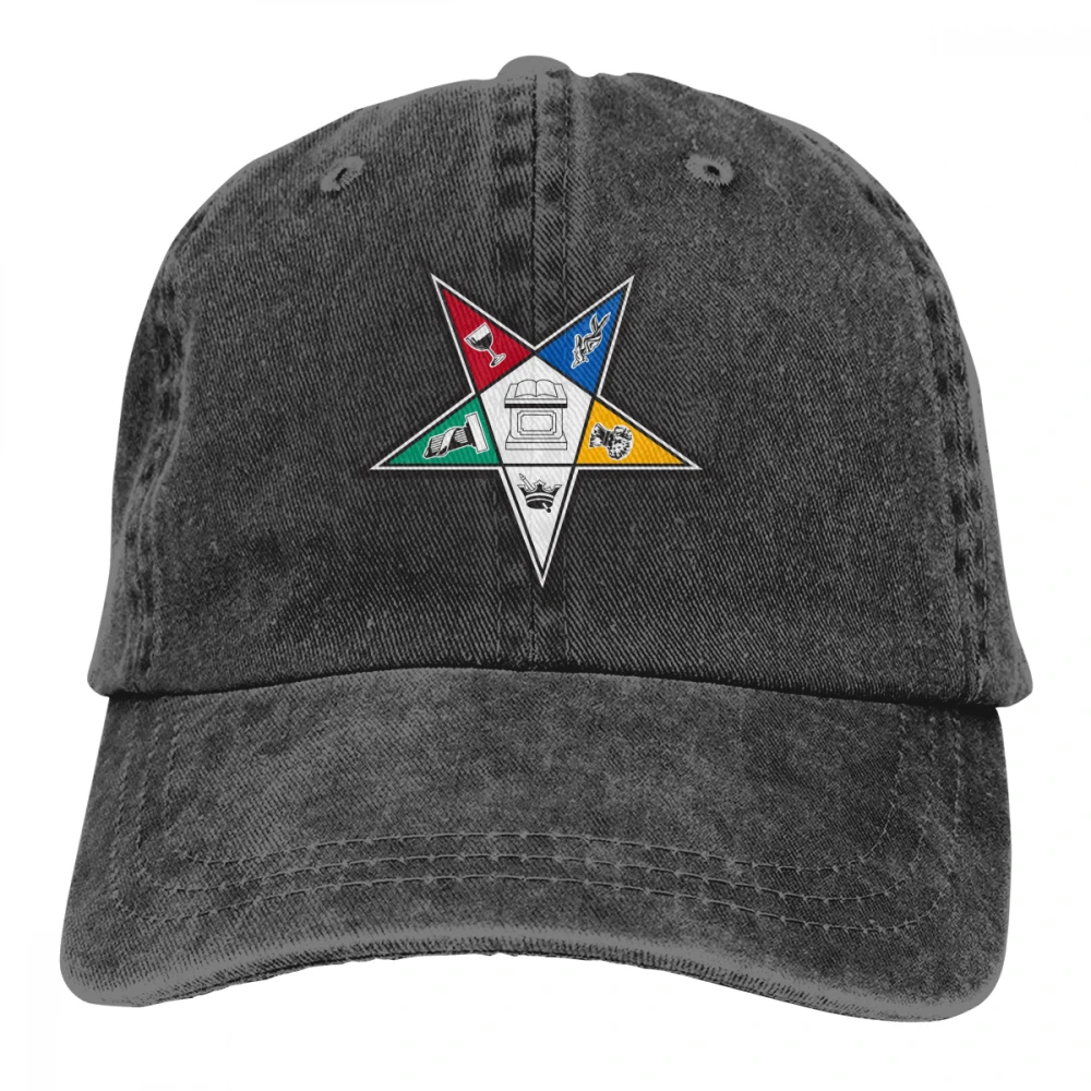 Order-of-the-Eastern-Star OES Casquette черные унисекс Мужские Женские джинсовые бейсболка с ремешком, регулируемая шапка для гольфа, папы