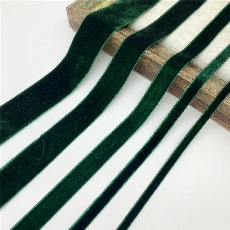 6mm-38mm Deep Green Velvet Ribbon For Handmade Gift Bouquet Wrapping Supplies Home Party Decorations Christmas Ribbons