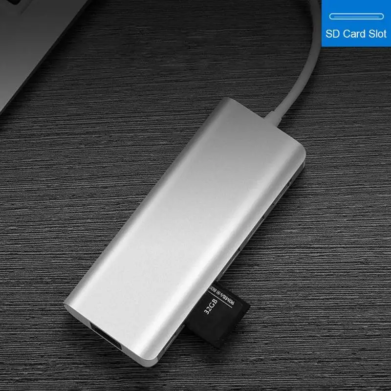 6 в 1 Многофункциональный TYPE-C концентратор USB-C к двойной USB3.0 1080P HDMI RJ45 PD адаптер классические цвета и простой прочный дизайн