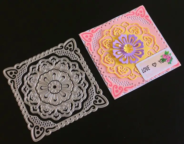 10.2x10.2cm Цветы Дырокол штампы для резки металла трафареты для скрапбукинга DIY открытки в Альбом украшение тиснение папка ремесло инструменты для резки - Цвет: 10.2x10.2cm