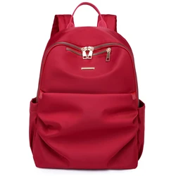 Solid Red Women Backpack 2021 Travel Casual Waterproof Women's Shoulder Bags Female Large Capacity Oxford Rucksack Black Purse