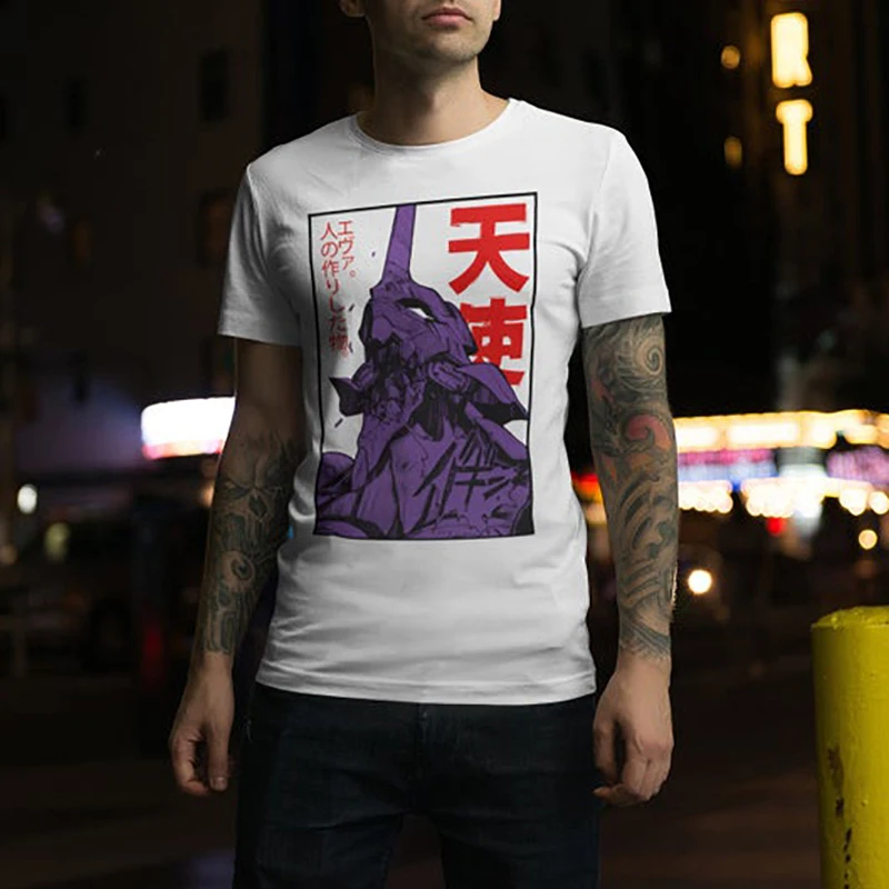 JAPAN Ayanami Ikari Shinji funny eva 01 anime t shirt men white