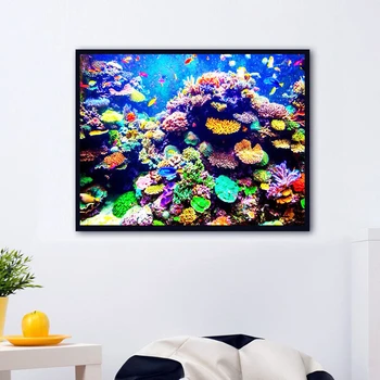 AZQSD DIY Diamond Embroidery Mosaic Ocean Fish Landscape Full Rhinestone 5D Diamond Painting Cross Stitch Needlework 3