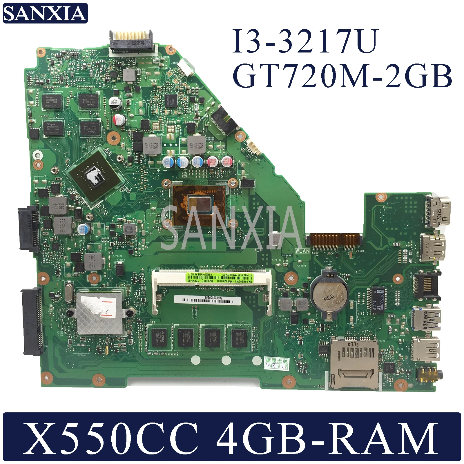 KEFU X550CC материнская плата для ноутбука ASUS X550CC A550C X550CL R510C оригинальная материнская плата 4GB-RAM I3-3217U GT720M