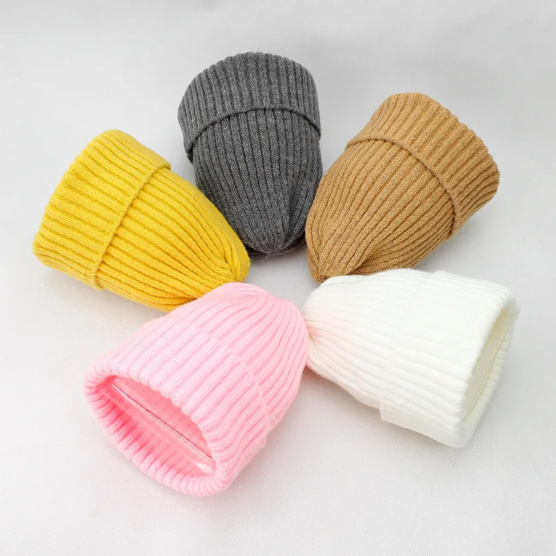 New Winter Solid Color Wool Knit Beanie Women Fashion Casual Hat Warm Female Soft Thicken Hedging Cap Slouchy Bonnet Ski