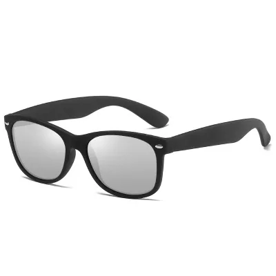 Классические мужские солнцезащитные очки, поляризационные, gafas de sol hombre, фирменный дизайн, Ретро стиль, для вождения, квадратная оправа, солнцезащитные очки, wo, мужские очки - Цвет линз: matt black silver