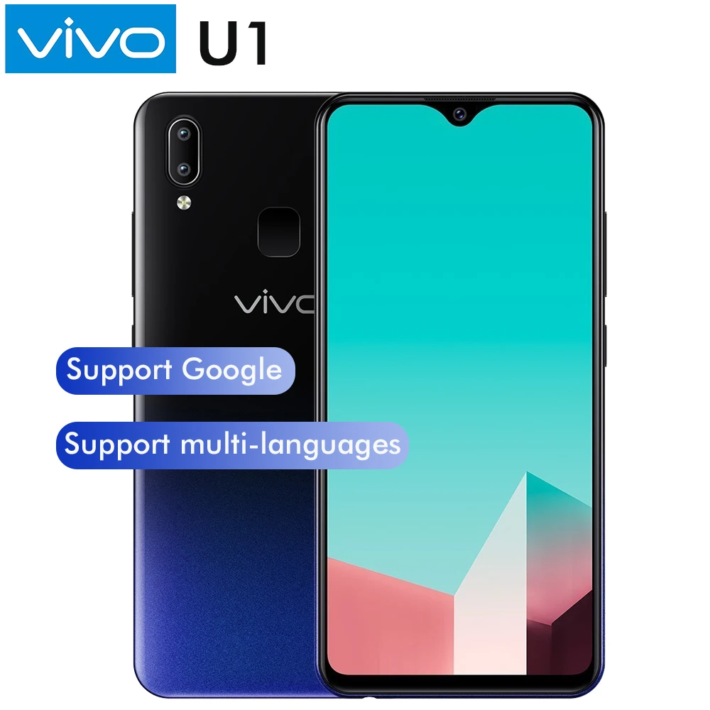 Мобильный телефон vivo U1, 6,2 дюймов, экран, 4 Гб ОЗУ, 64 Гб ПЗУ, Восьмиядерный процессор Snapdragon439, Android 8,1, 4030 мАч, сотовый телефон с большим аккумулятором
