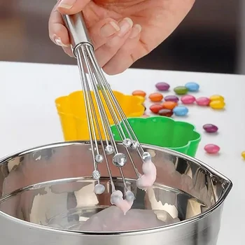 

Hand-held Stainless Steel Ball Whisk Wire Multifunctional Glass Beads Egg Beater Mixing Cooking Tools Kitchen Practical Tools