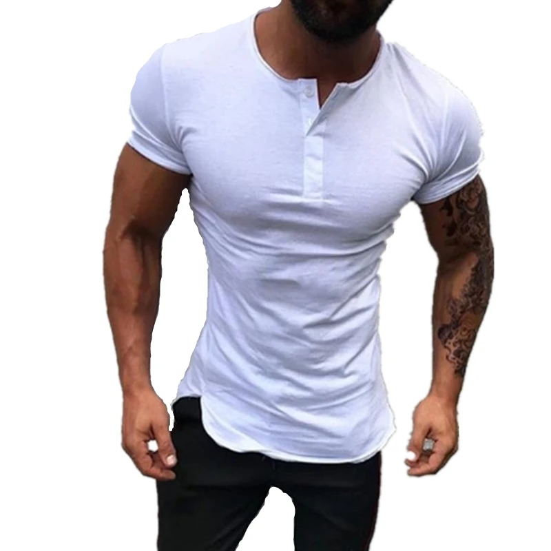 Повседневная модная мужская приталенная футболка с коротким рукавом мужские