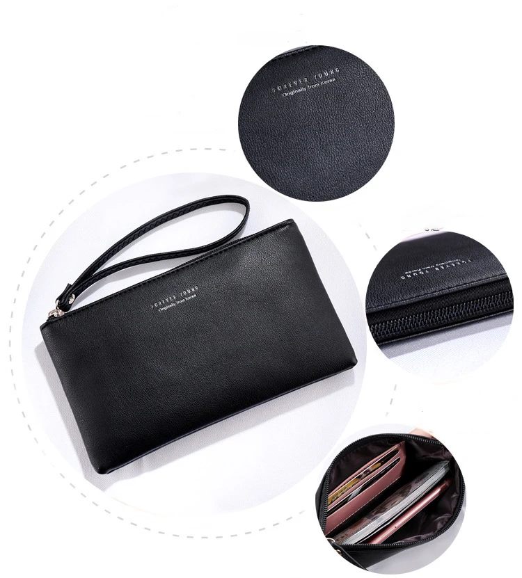 1 PCS Zipper Ladies Long Wallet Coin Purse PU Fashion Clutch Bag Large Capacity Ladies Mobile Phone Bag Card Holder Gift