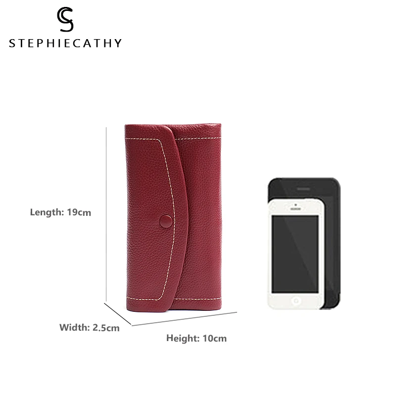 SC High Quality Leather Women Long Wallet Luxury Brand Ladies Purse Functional Coin Bag Leather Flap Clutch Fashion Card Holder
