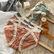 Lot de 5 sous vêtements Sexy en dentelle pour femmes, nouveau Style européen, Transparent, sans couture, Triangle, coton, entrejambe