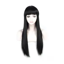 Pervado волосы длинные прямые парики с челкой синтетические Косплей парики Черный Коричневый Серый Омбре парик для африканских женщин вечерние