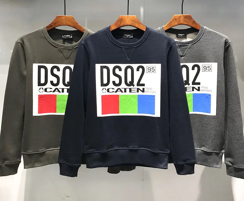 Dsq, Мужская толстовка, зимний стиль, известный бренд, толстовка, мужская, черная, толстая, толстовка, черный, с длинным рукавом, с круглым вырезом, Толстовка для мужчин