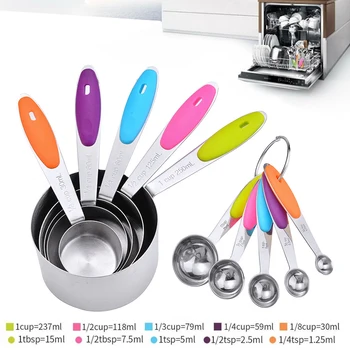 

10pcs Stainless Steel Measuring Spoons Cups Kit 1.25ml-240ml Baking Measuring Tools Reusable For Kitchen Pastry Flour Measuring