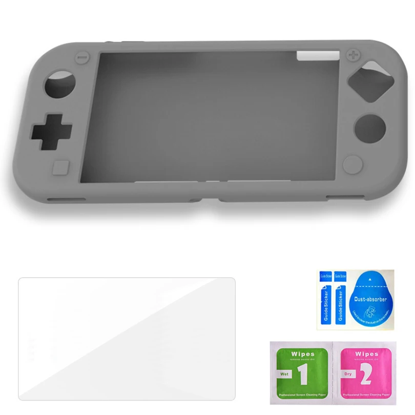 Силиконовый чехол для игровой консоли NS Mini все включено защитный чехол+ набор протекторов из закаленной пленки для консоли Switch Lite