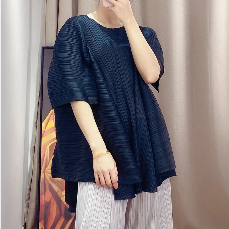 LANMREM 2020 summer asymmetrical pleated tops