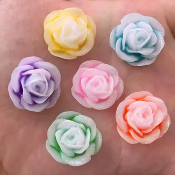 

New 12PCS 22mm Resin Rainbow Glitter Flower Flatback Rhinestone Scrapbook Wedding Applique Crafts DIY Ornaments SR11A