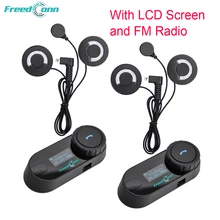 Ru сток, 2 шт FreedConn мотоциклетный шлем домофон TCOM-SC мотоцикл Bluetooth гарнитура с ЖК-экраном с fm-радио