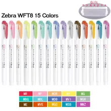 15 kolorów Zebra MildLiner wyróżnienia zestaw japoński piśmienne oryginalne WFT8 dwugłowy miękka szczotka markery do malowania znakowania tanie tanio MROOFUL CN (pochodzenie) Normalne 15colors set Biuro i szkoła markery Zebra WFT8