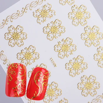 

1pcs Gold Metal 3D Dazzling Nail Sticker Blossom Flower Full Vine Adhesive Decals Manicure DIY Nail Art Slide Tips TRAD201-212