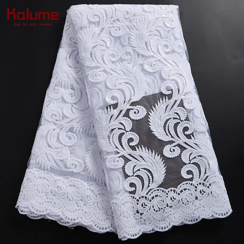 Kalume African Tulle Lace Fabric Embroidered For Sew Cloth Party Wedding Diy F2340