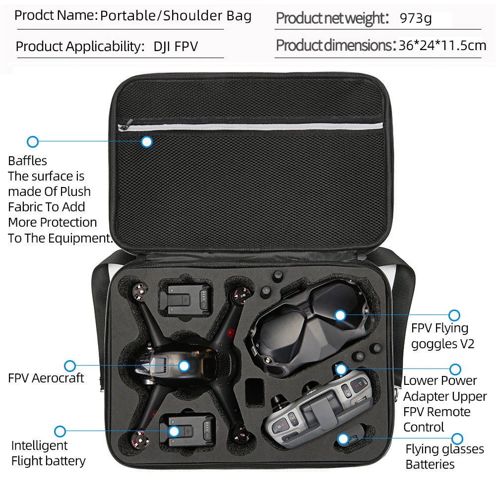 DJI FPV Handheld Storage Bag Protective Nylon Box Carrying Case For DJI FPV System Air Unit Goggles Combo drone storage bag dji case