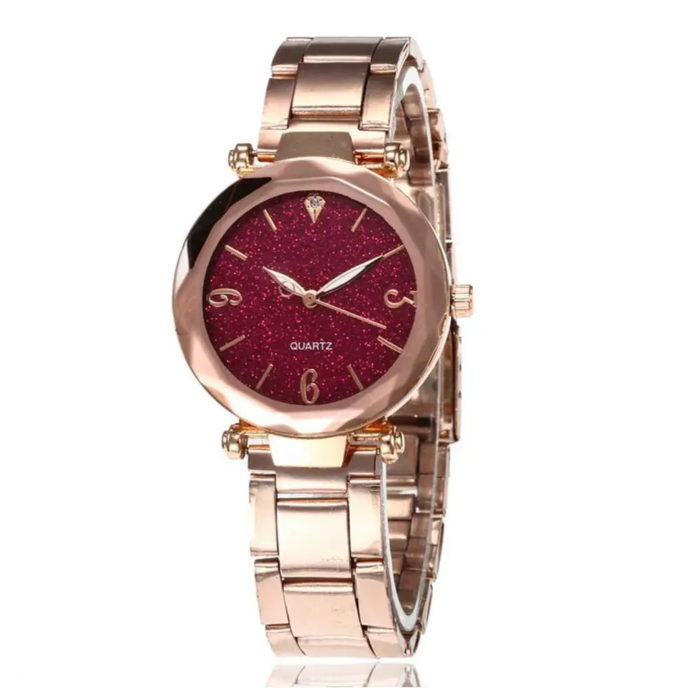 Женские часы с круглым циферблатом Модные Элегантные наручные со стальным