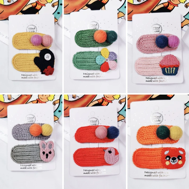 

Children's Cute Woolen Bb Clip Forest Geometric Knitting Wild Wool Card Princess Hair Clips
