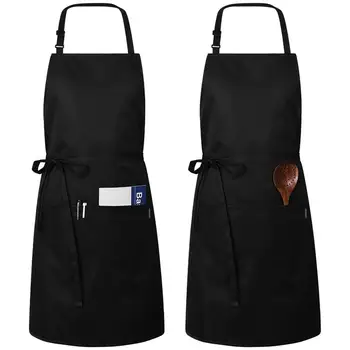 

2pcs Adjustable Bib Apron Waterproof Oil-Proof Kitchen Apron Professional BBQ Chef Cooking Apron Hairdresser Work Uniform Unisex