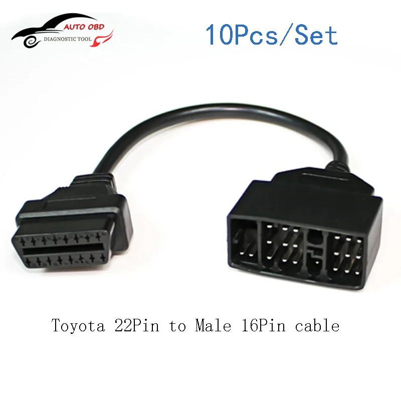 10 шт./компл. OBD 2 кабеля для Toyota 22 Pin до 16 Pin Женский OBD2 OBDII Кабельный разъем адаптера кабель автомобильный диагностический инструмент