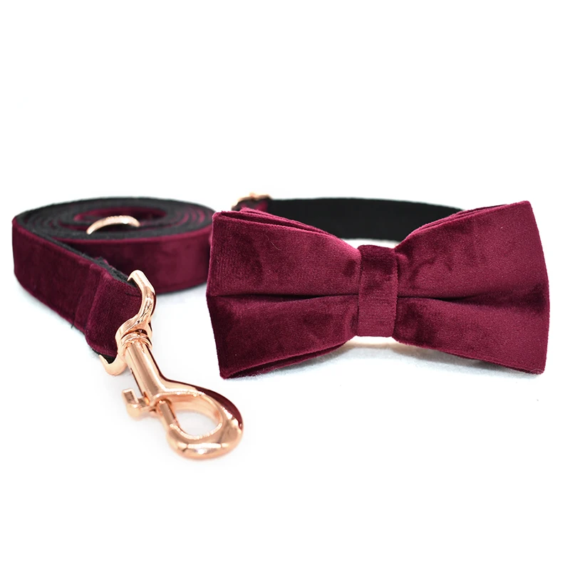 

Personalized pattern of dog collars and dog leashes for pet supplies shop wine red flannelette collar leash sets four sizes
